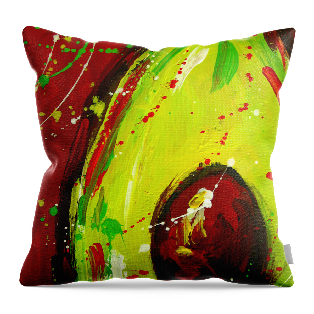 Modern Avocado Art Throw Pillow featuring the painting Crazy Avocado 3 - Modern Art by Patricia Awapara