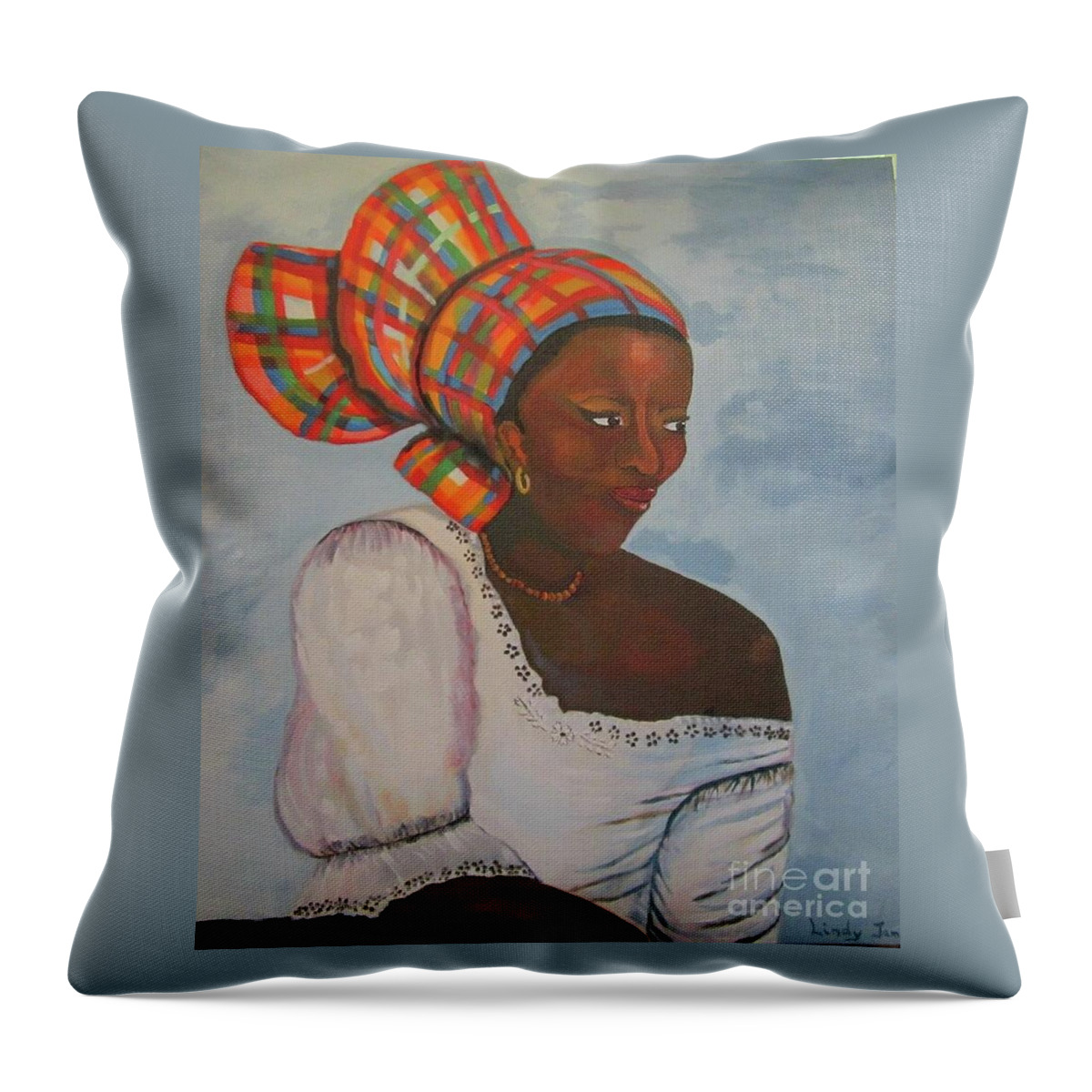 Creole Throw Pillow featuring the painting Creole Woman by Jennylynd James