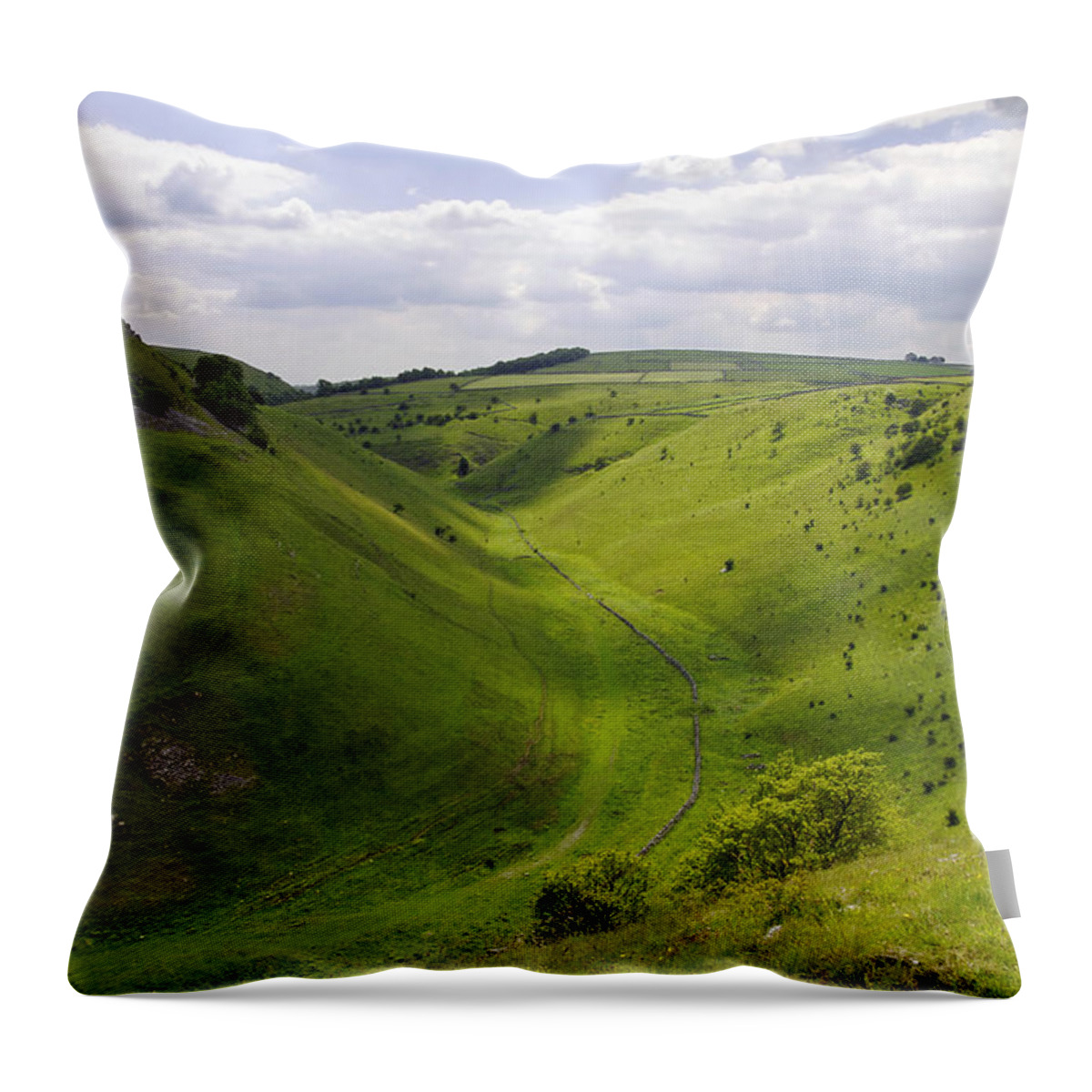 Derbyshire Throw Pillow featuring the photograph Cressbrook Dale from Mires Lane by Rod Johnson
