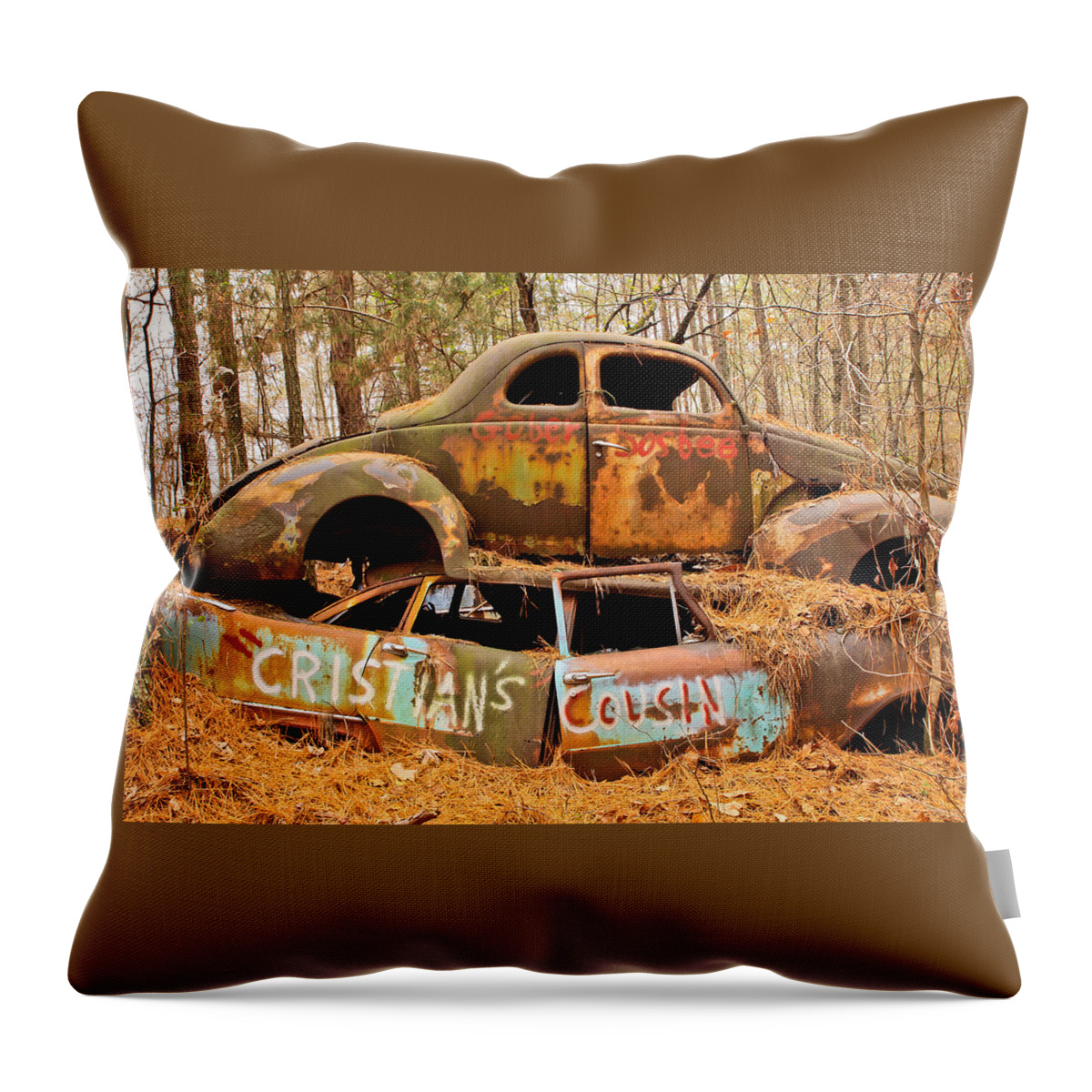 Junk Yard Throw Pillow featuring the photograph Cristian's Cousin by Tom and Pat Cory