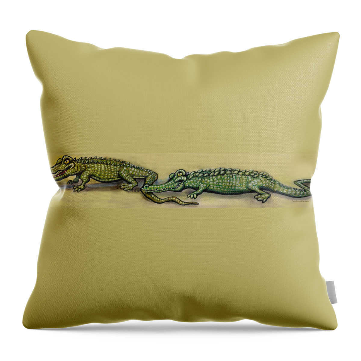Crocodile Throw Pillow featuring the painting Crocodiles by Kevin Middleton