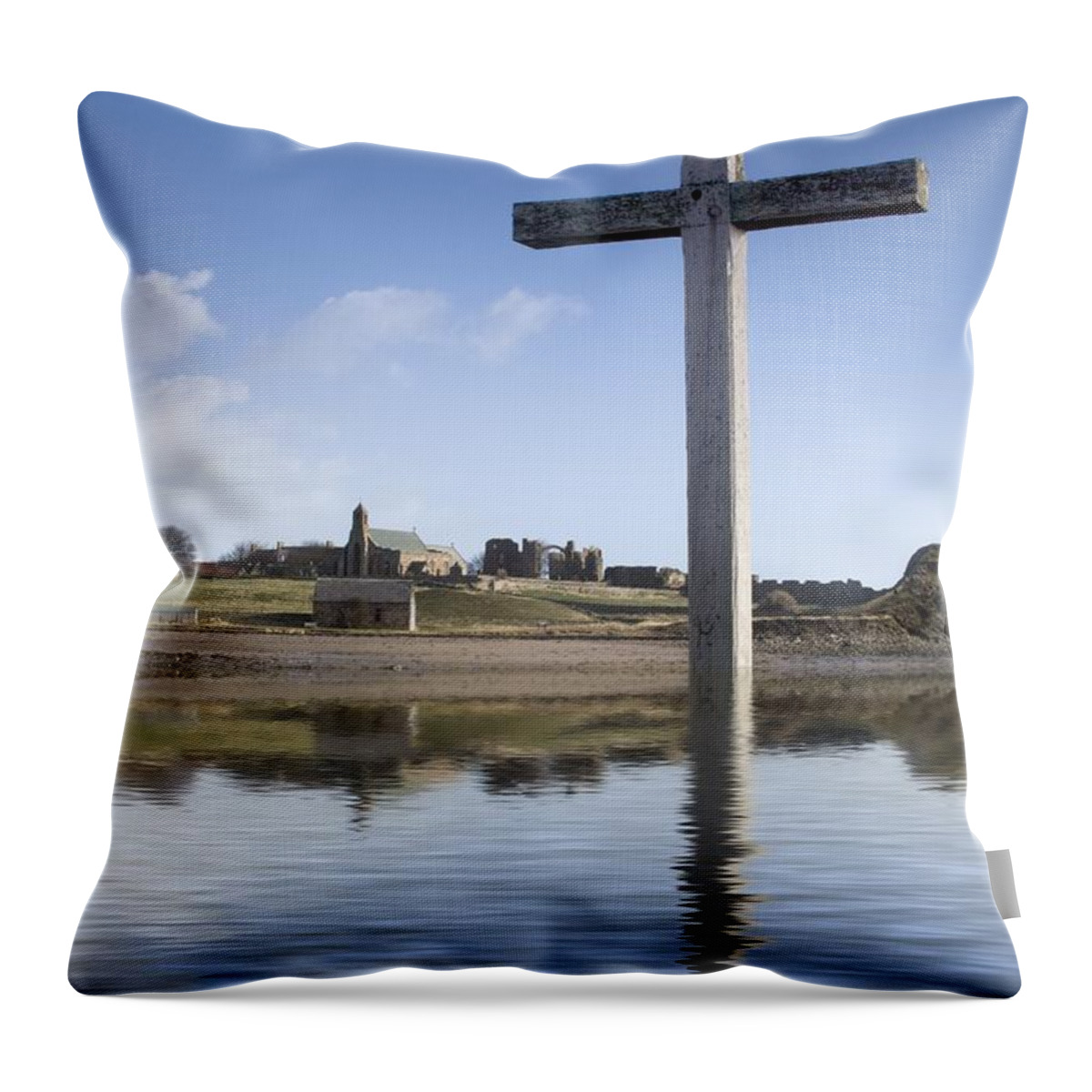 Calm Throw Pillow featuring the photograph Cross In Water, Bewick, England by John Short