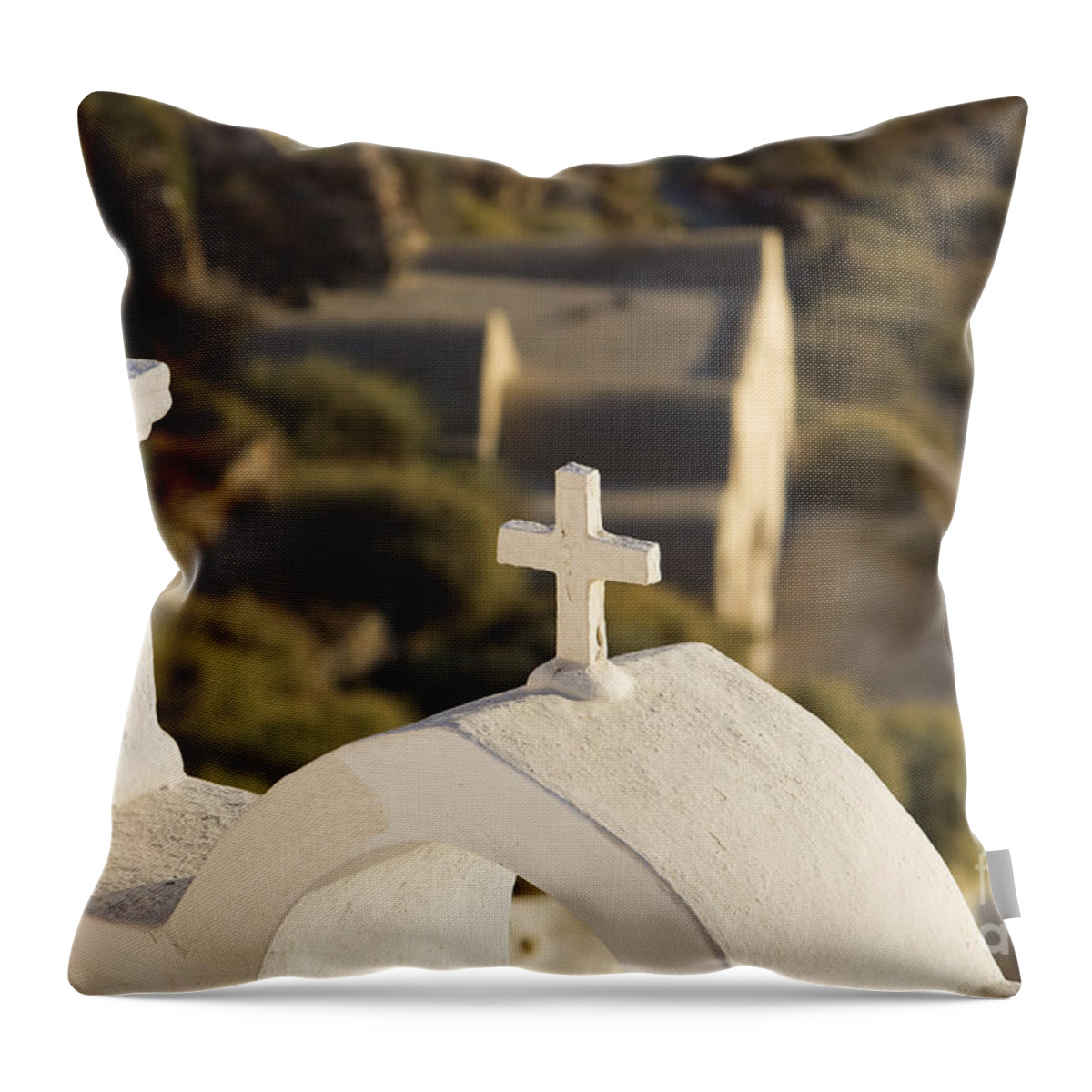 Santorini Throw Pillow featuring the photograph Cross by Leslie Leda