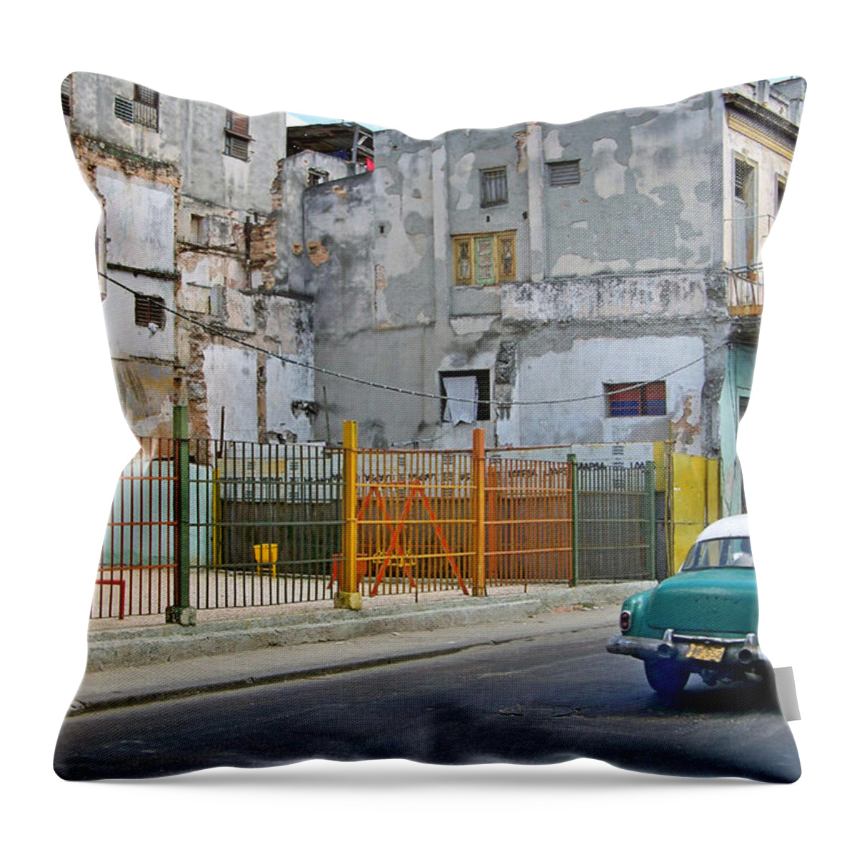 Cuba Throw Pillow featuring the photograph Cuba Vintage American Car by Lynn Bolt