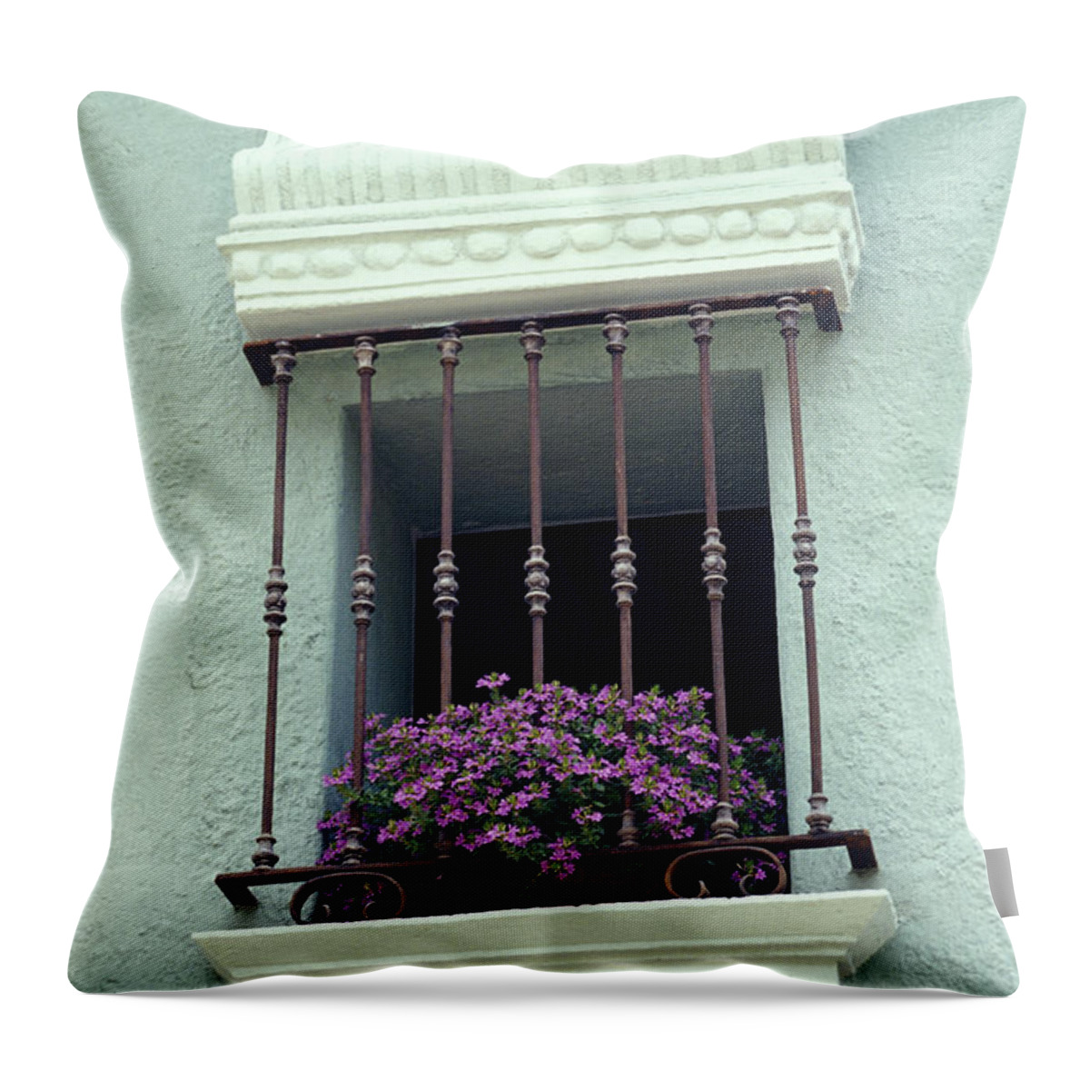 Mexico Throw Pillow featuring the photograph CUERNAVACA WINDOW Mexico by John Mitchell
