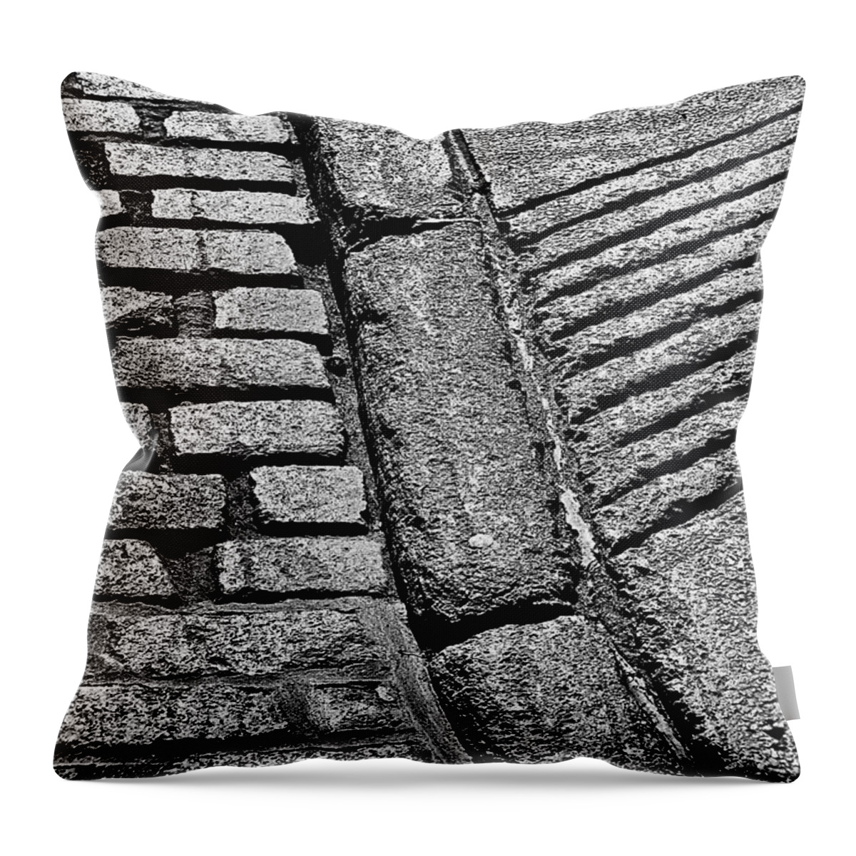 Bricks Throw Pillow featuring the photograph Curbside by Burney Lieberman