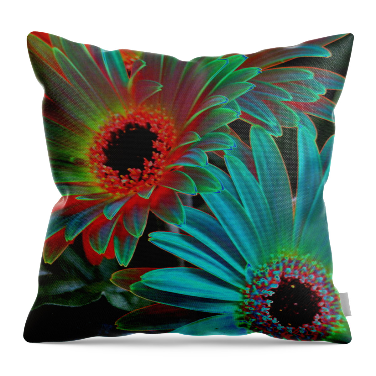 Gerbera Throw Pillow featuring the photograph Daisies From Another Dimension by Rory Siegel