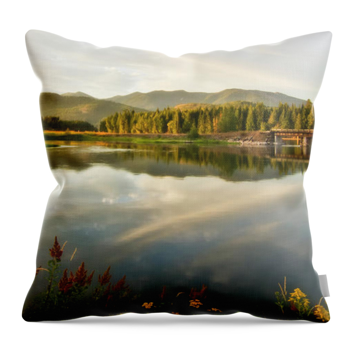 North Idaho Throw Pillow featuring the photograph Deer Island Bridge by Albert Seger