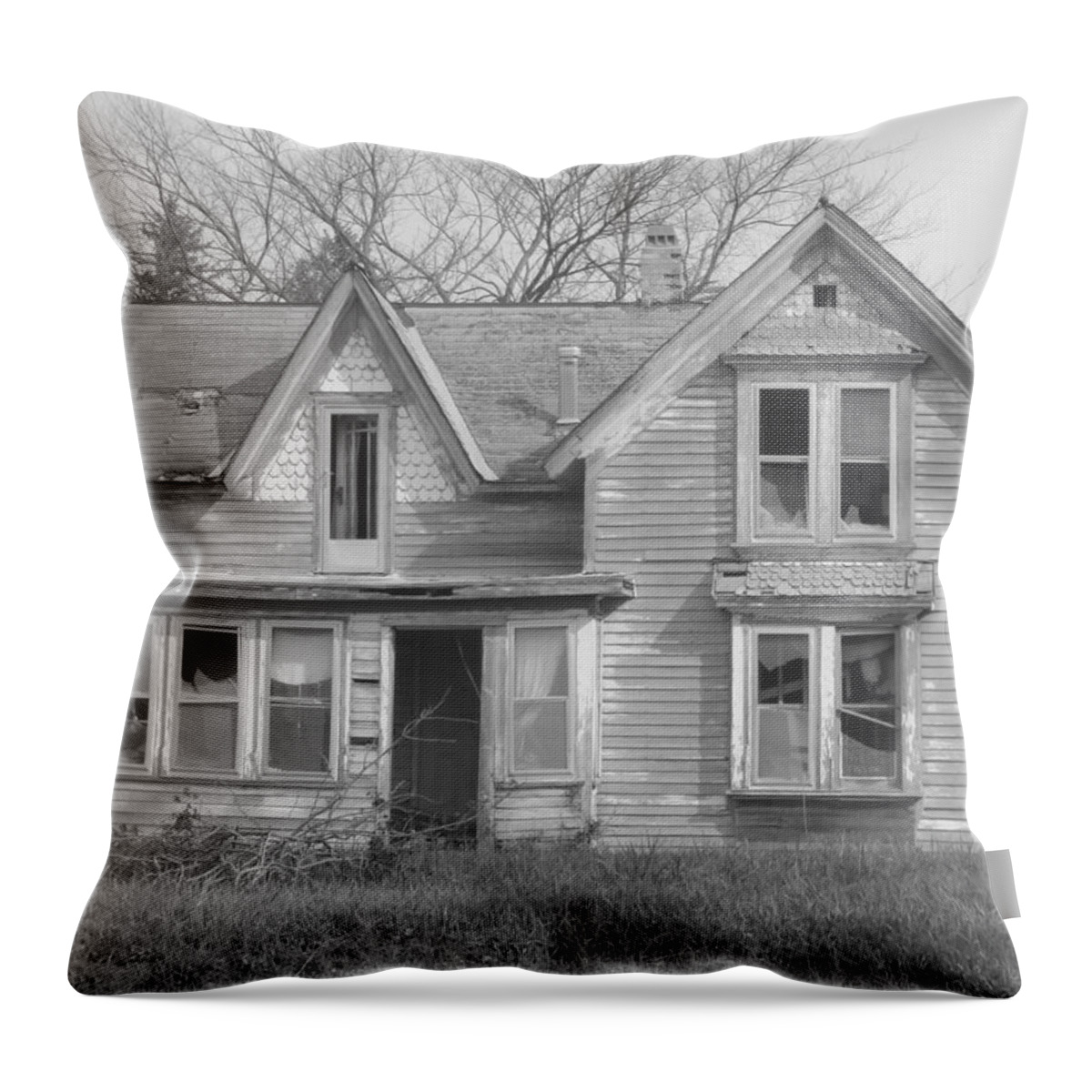 Old Throw Pillow featuring the photograph Defiance b/w by Bonfire Photography