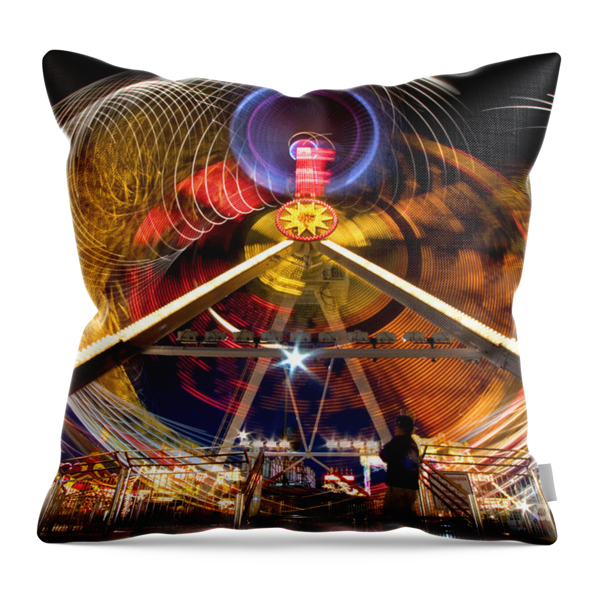 Carnival Throw Pillow featuring the photograph Del Mar Fair lights by Daniel Knighton
