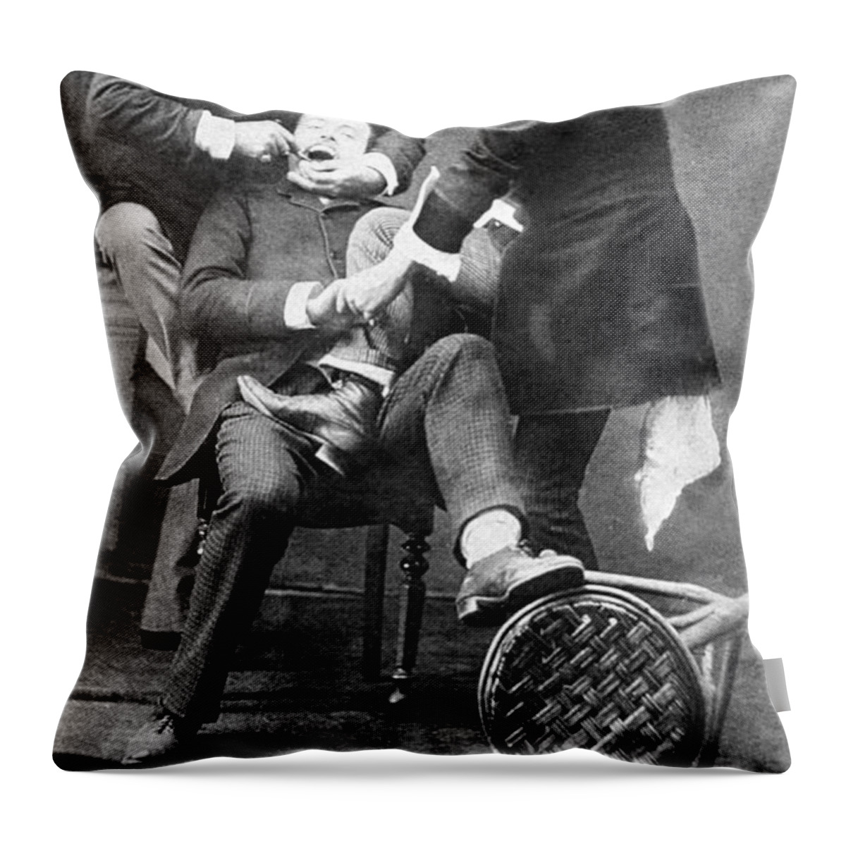 History Throw Pillow featuring the photograph Dentistry Tooth Extraction 1892 by Science Source