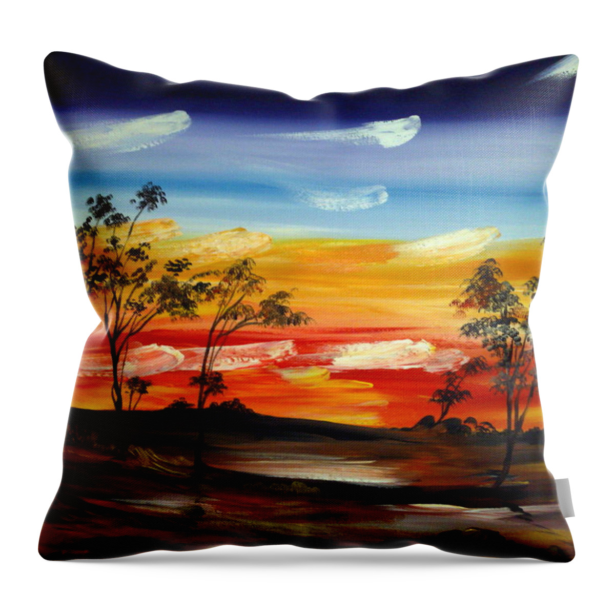 Australia Throw Pillow featuring the painting Desert fire by Roberto Gagliardi