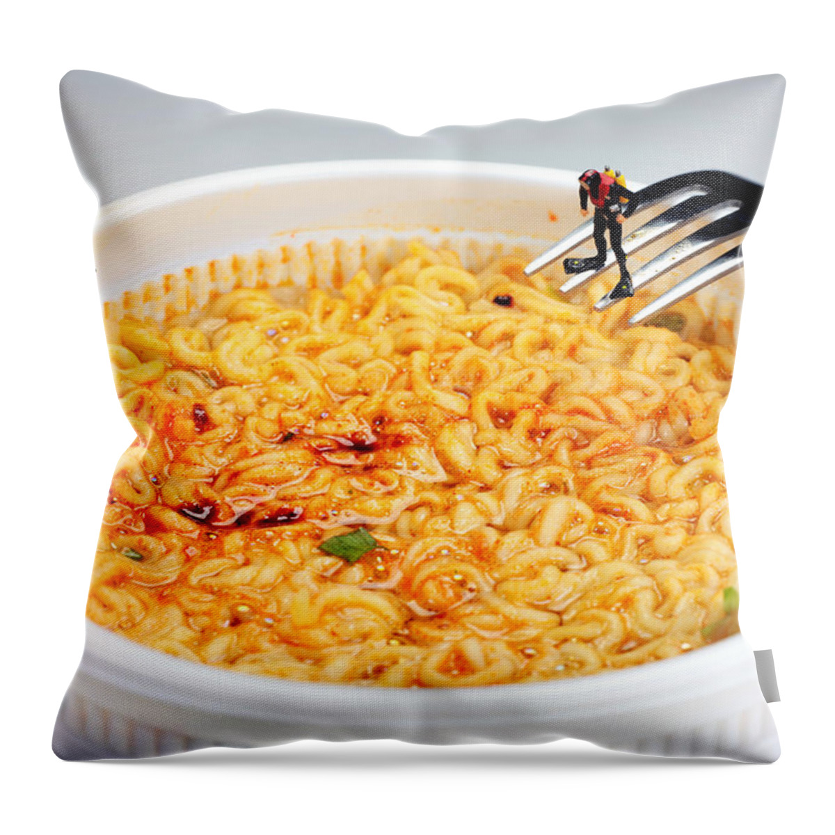 Diving Throw Pillow featuring the photograph Diving in noodle soup by Paul Ge
