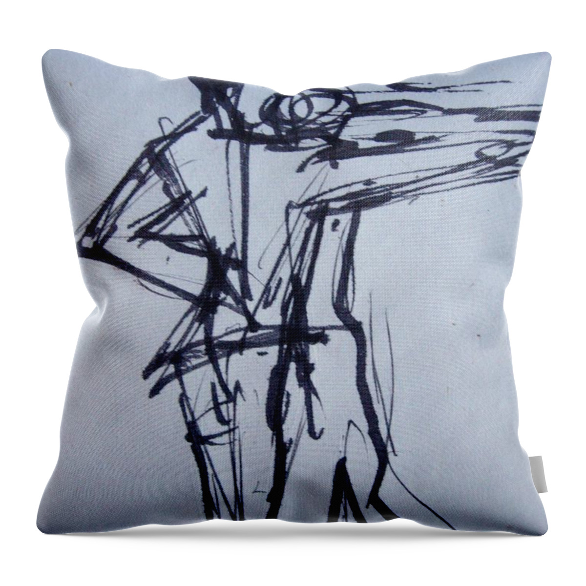 Dancers Throw Pillow featuring the drawing Do You Come Here Often by Diane montana Jansson