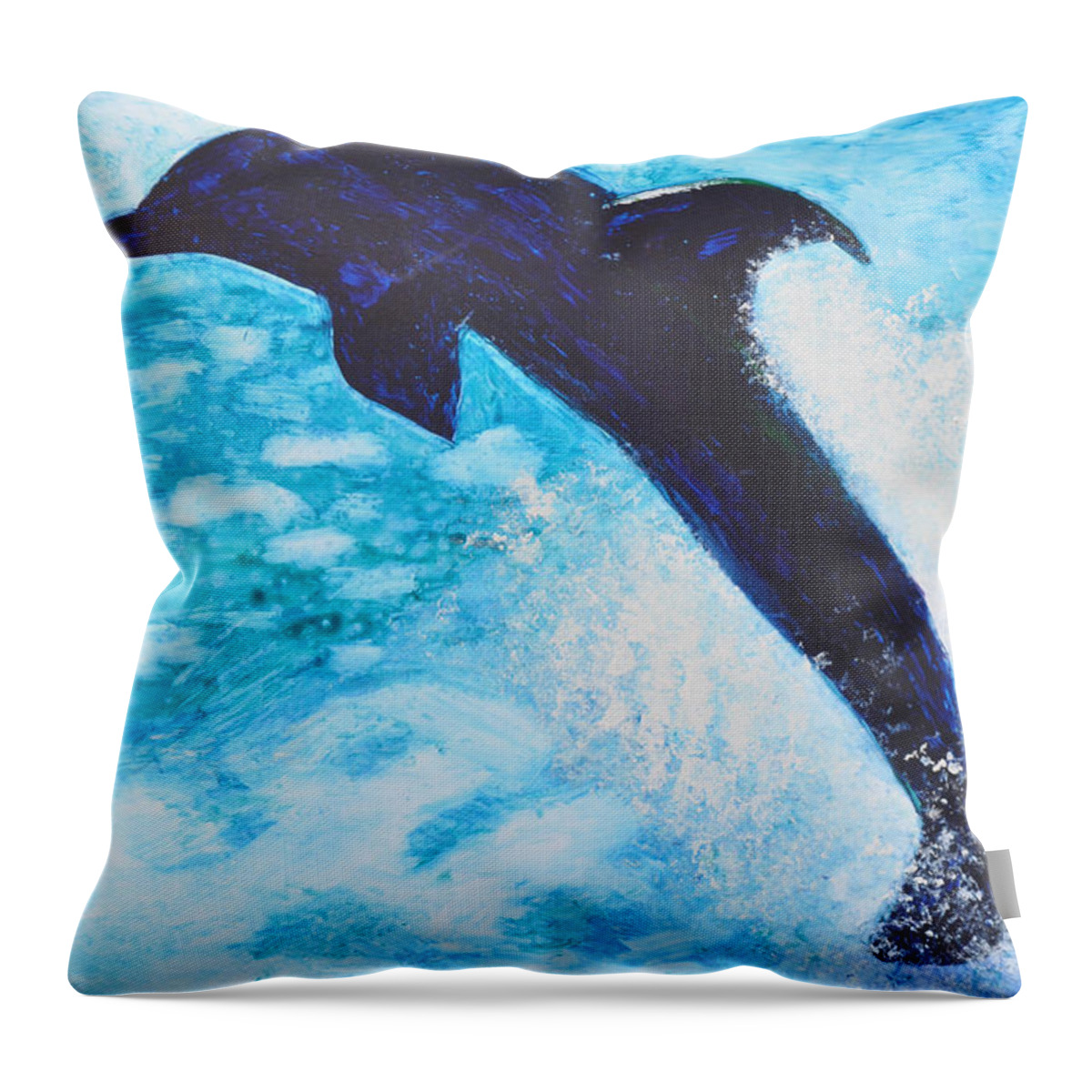 Dolphin Throw Pillow featuring the painting Dolphin at Play by Mickey Krause
