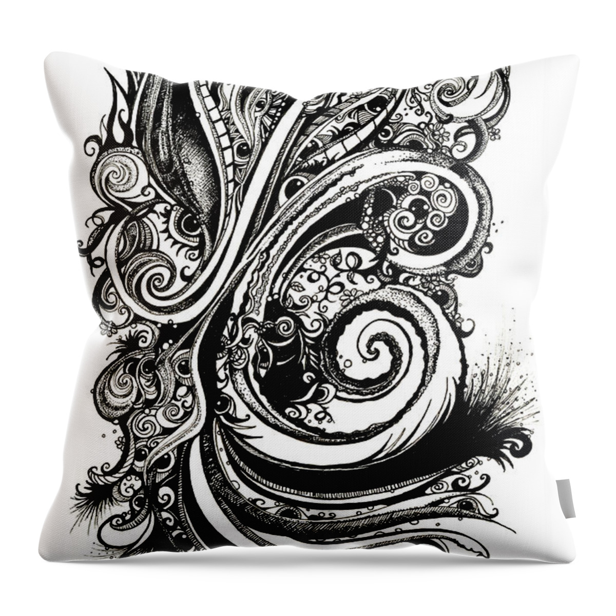 Black Throw Pillow featuring the drawing Eyes on You by Danielle Scott