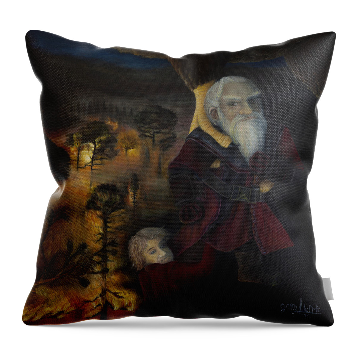 The Hobbit Throw Pillow featuring the painting Dori by Joshua Martin