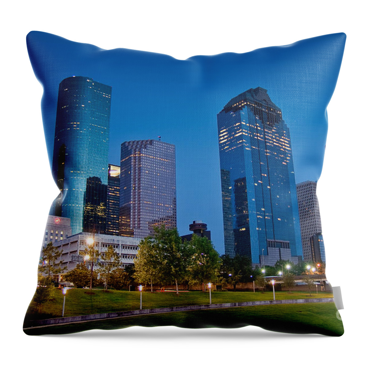 Downtown Throw Pillow featuring the photograph Downtown Houston by Olivier Steiner