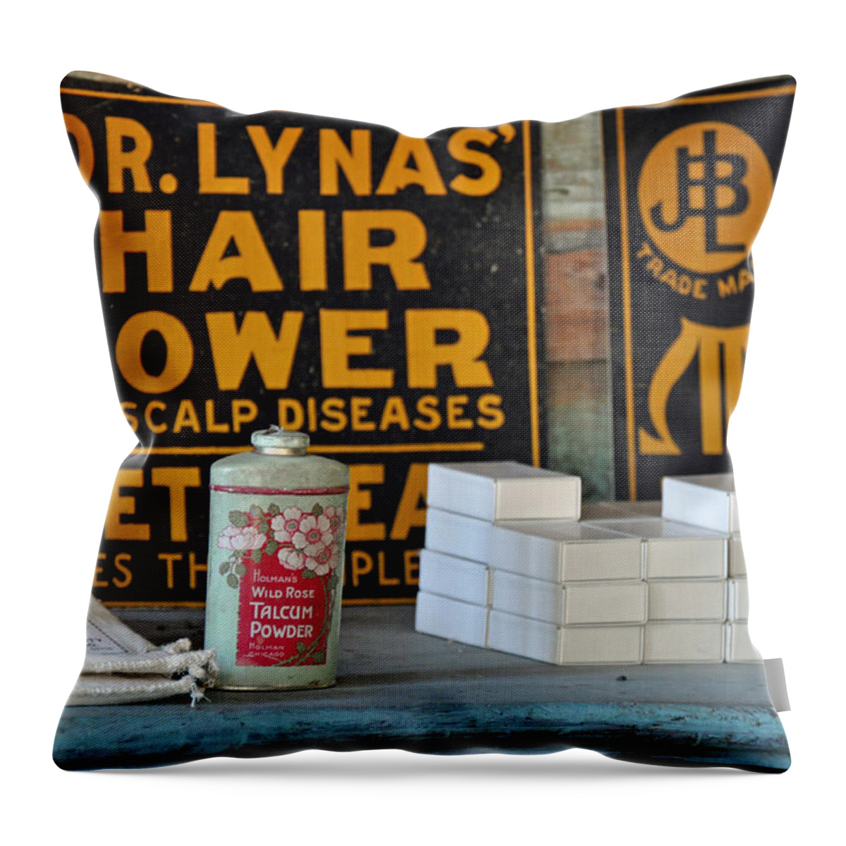 Hair Throw Pillow featuring the photograph Dr. Lyna's Hair Grower by Bruce Gourley