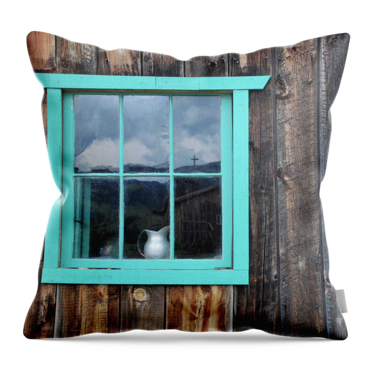 New Mexico Throw Pillow featuring the photograph E Town Window by Ron Weathers