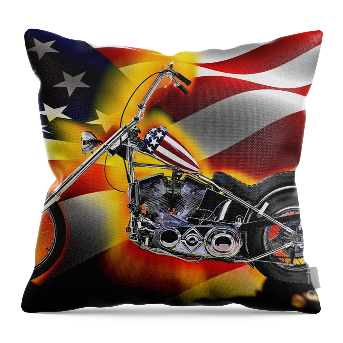 Chopper Throw Pillow featuring the digital art Easy Rider by Tommy Anderson