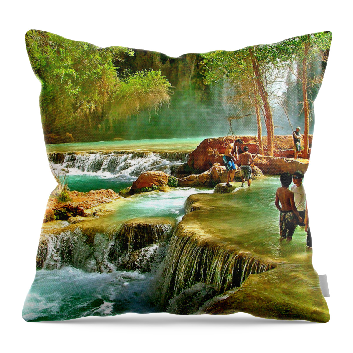 Water Falls Throw Pillow featuring the photograph Eden's Terraced Falls by Brent Sisson