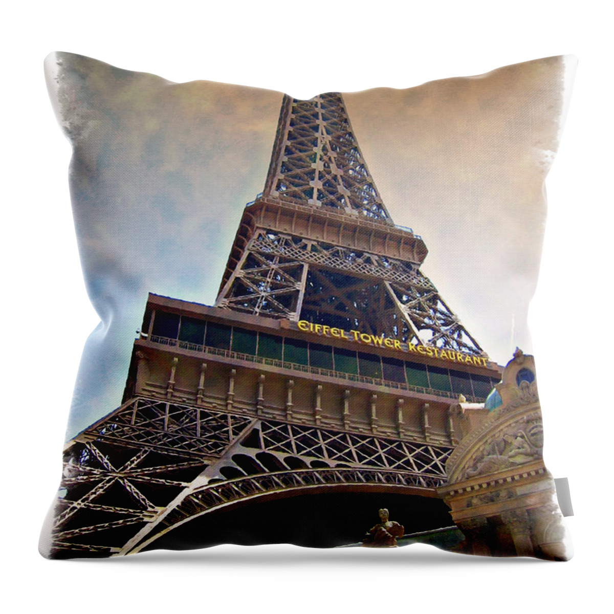 Las Throw Pillow featuring the photograph Eiffel Tower - IMPRESSIONS by Ricky Barnard