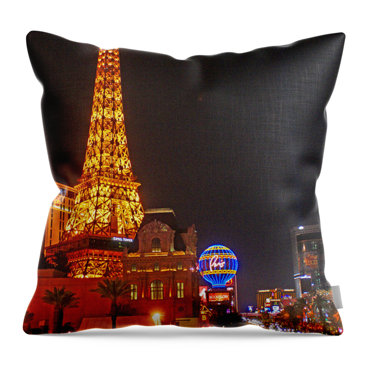 Las Vegas Throw Pillow featuring the photograph Eiffel Tower by Randy Harris