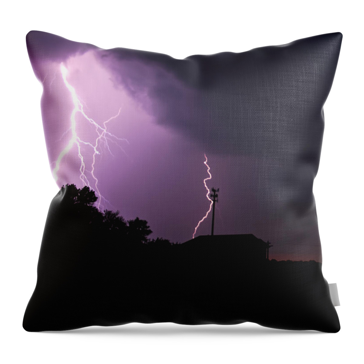 Lightning Throw Pillow featuring the photograph Electrifying Sky by Scott Wood