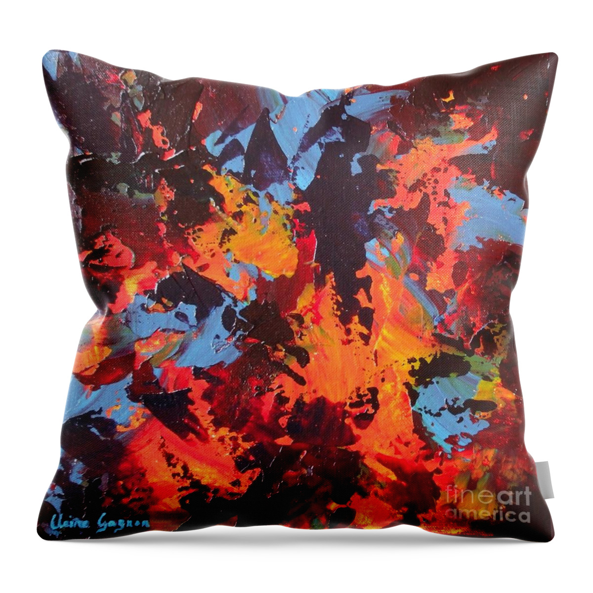 Abstract Throw Pillow featuring the painting Elephant by Claire Gagnon