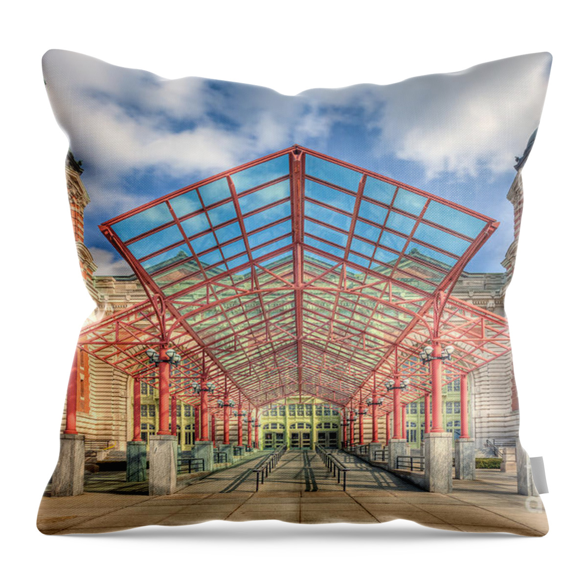 Clarence Holmes Throw Pillow featuring the photograph Ellis Island Immigration Museum II by Clarence Holmes