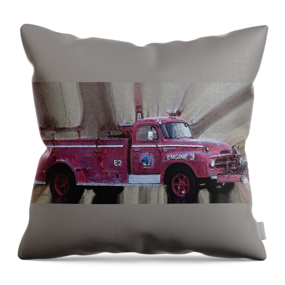 Fire Truck Throw Pillow featuring the photograph Engine 3 by Ernest Echols