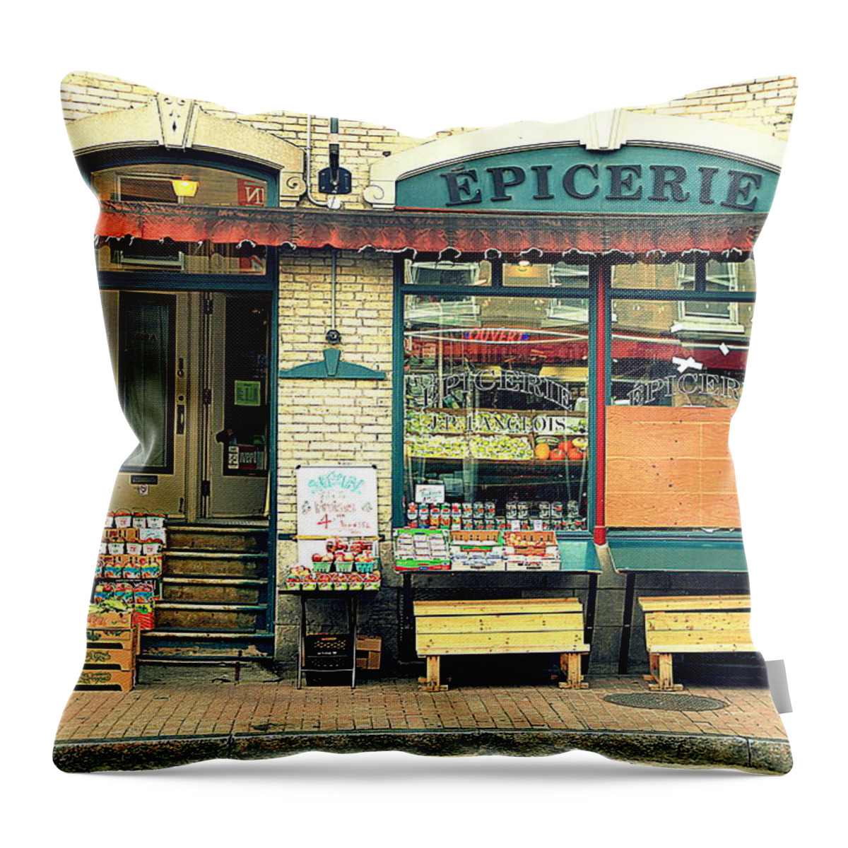 Street Throw Pillow featuring the photograph Epicerie by Valentino Visentini