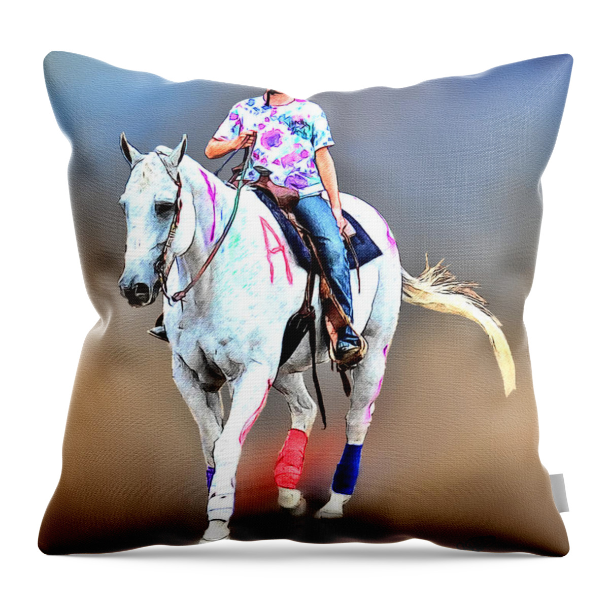 Horse Pictures Throw Pillow featuring the painting Equestrian Competition II by Tom Schmidt