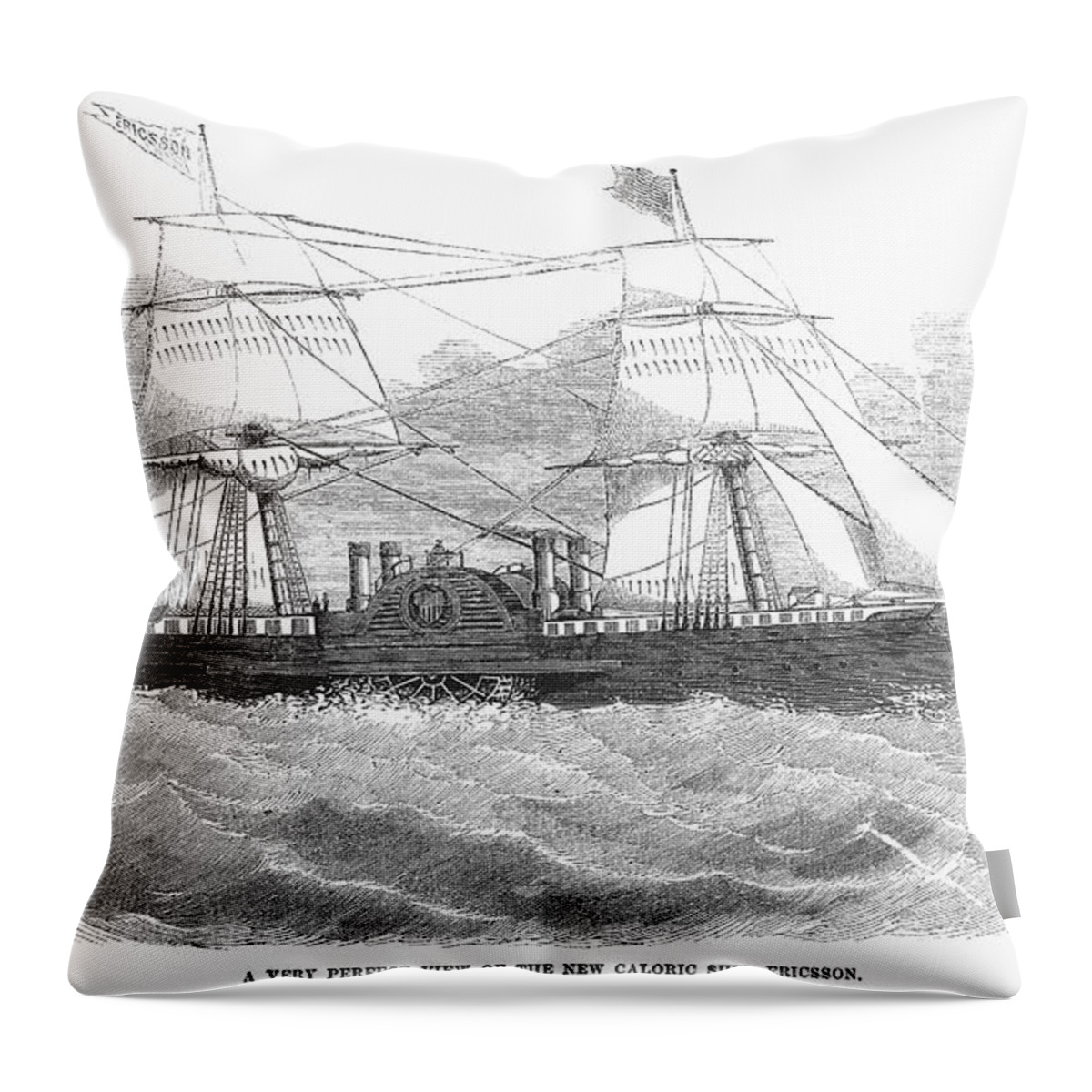 1853 Throw Pillow featuring the photograph Ericssons Caloric Engine by Granger