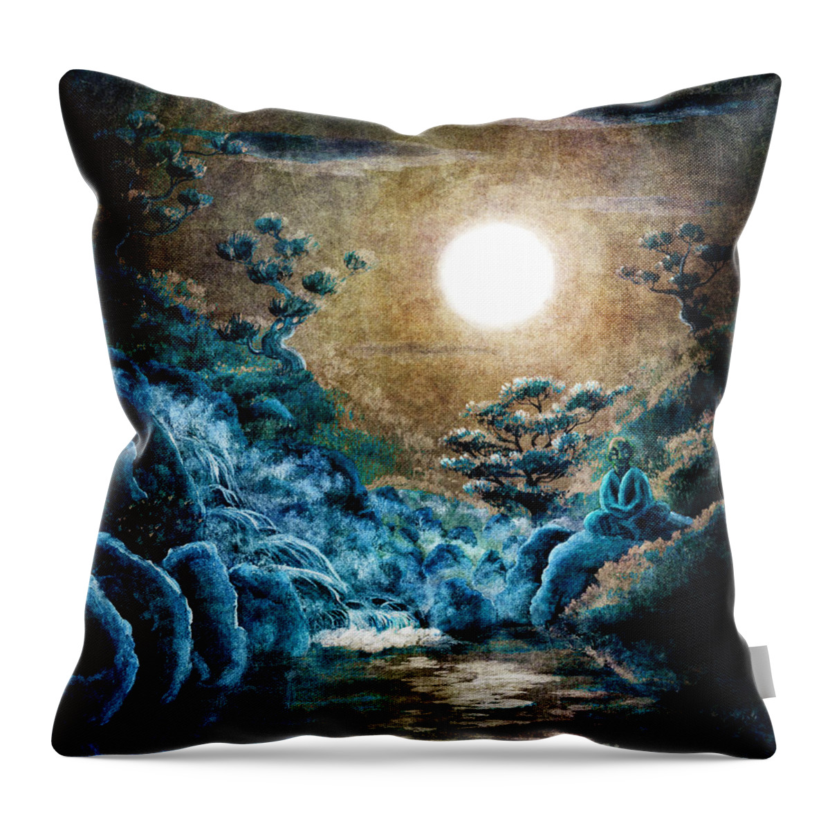 Zen Throw Pillow featuring the digital art Eternal Buddha Meditation by Laura Iverson