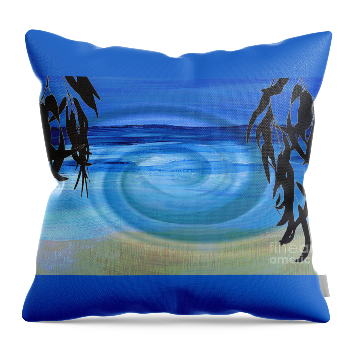 Water Throw Pillow featuring the digital art Eucalyptus Ocean View by Shelley Myers