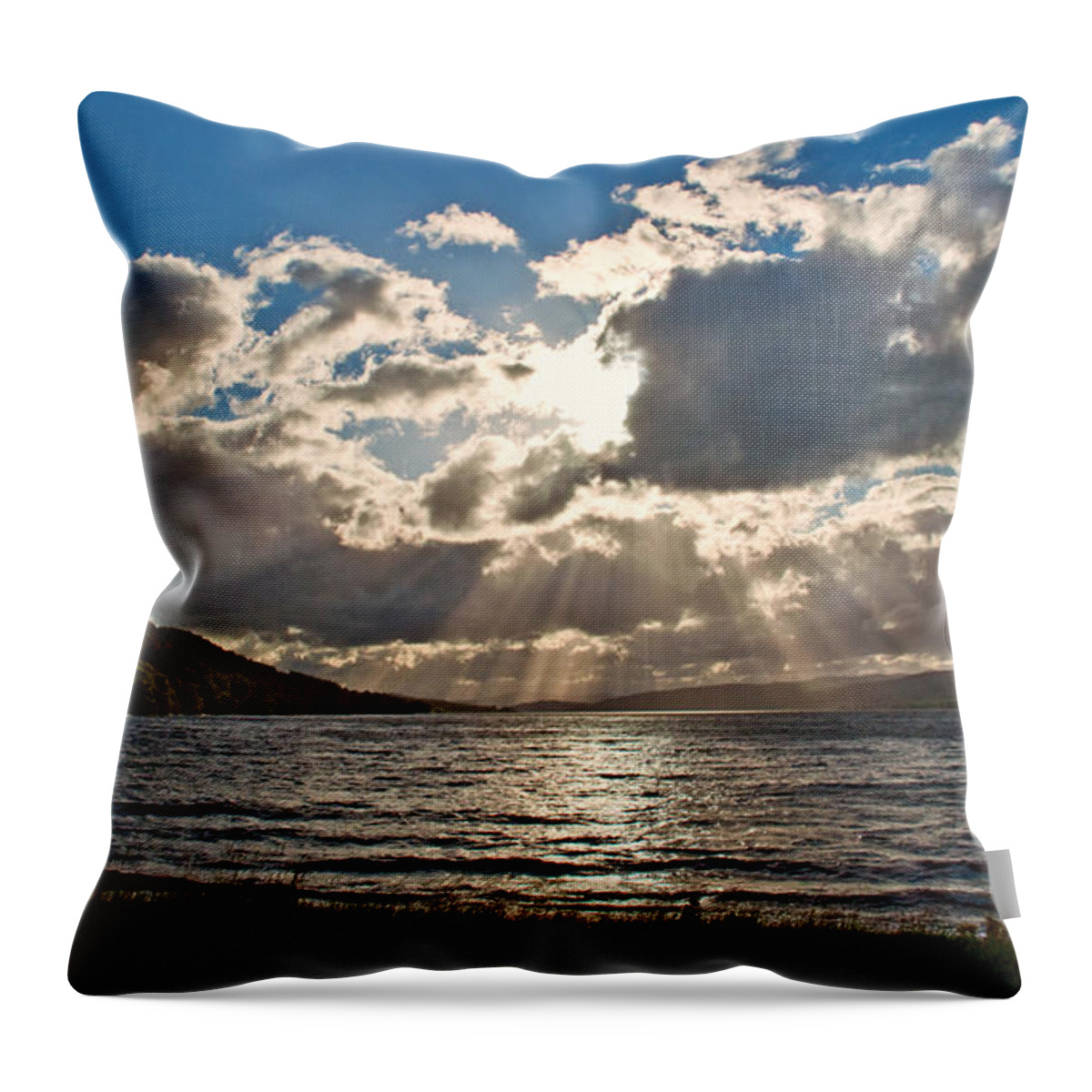 Sunrays Throw Pillow featuring the photograph Evening Sunrays by Chris Thaxter