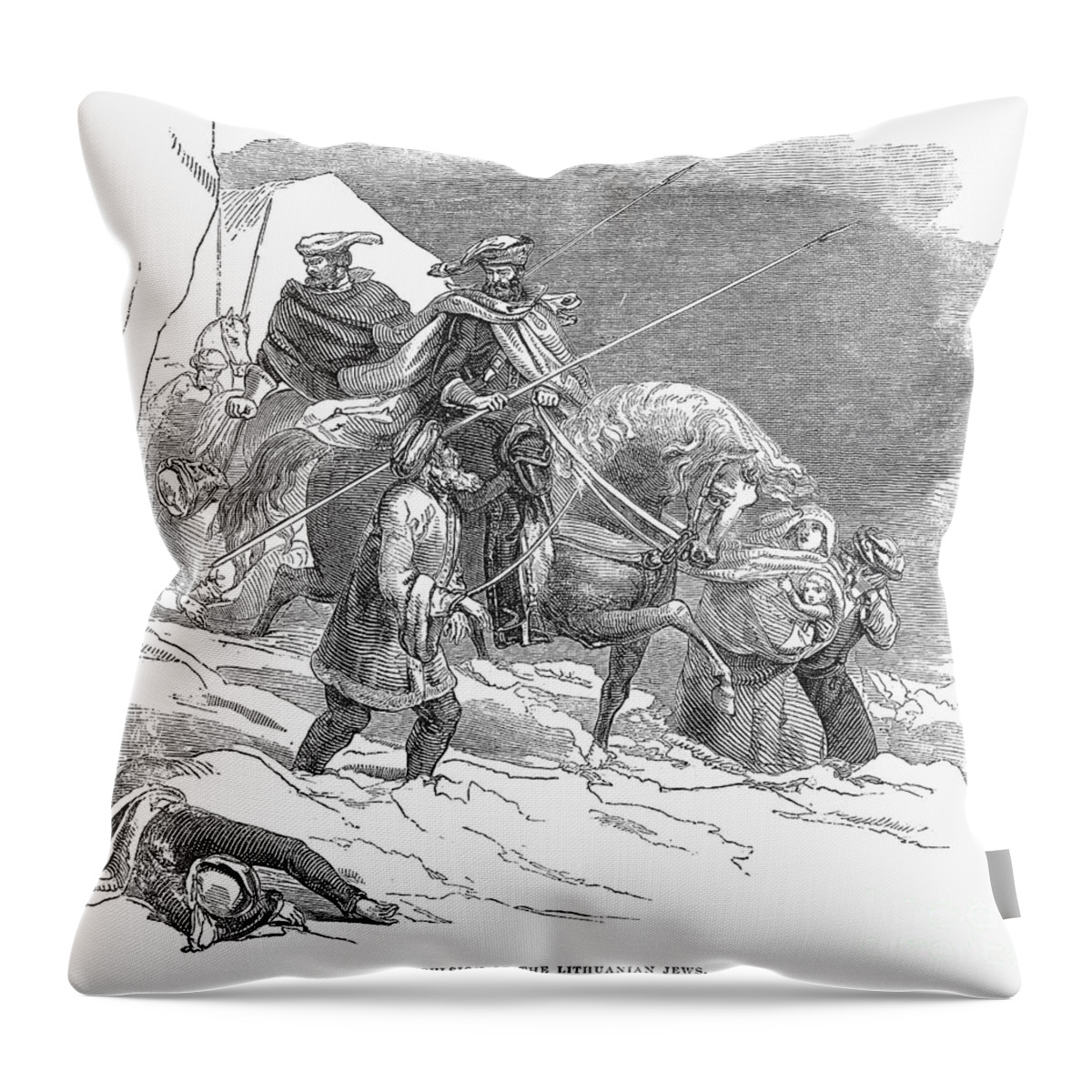 1844 Throw Pillow featuring the photograph Expulsion Of Jews, 1844 by Granger