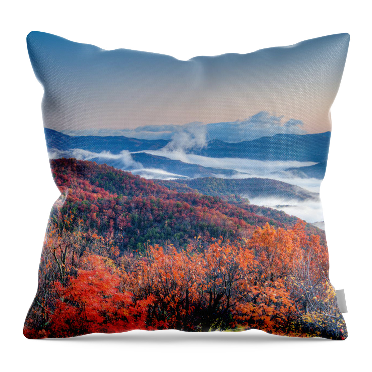 Autumn Throw Pillow featuring the photograph Fall Fog 1 by Joye Ardyn Durham