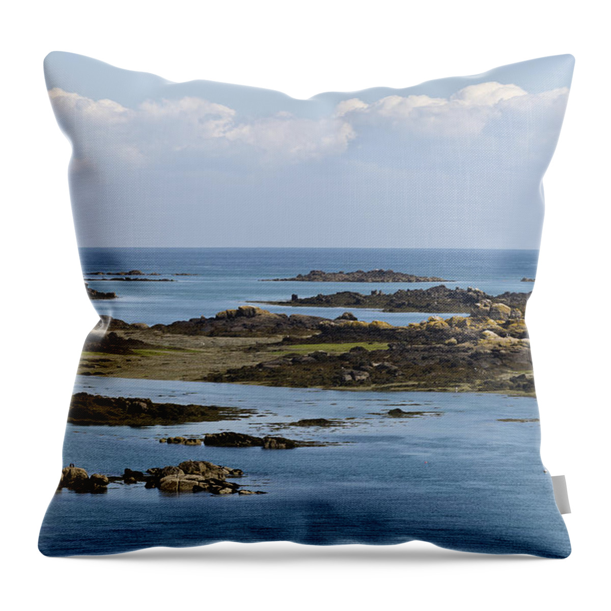 Normandy Throw Pillow featuring the photograph Falling tide Iles Chausey by Gary Eason