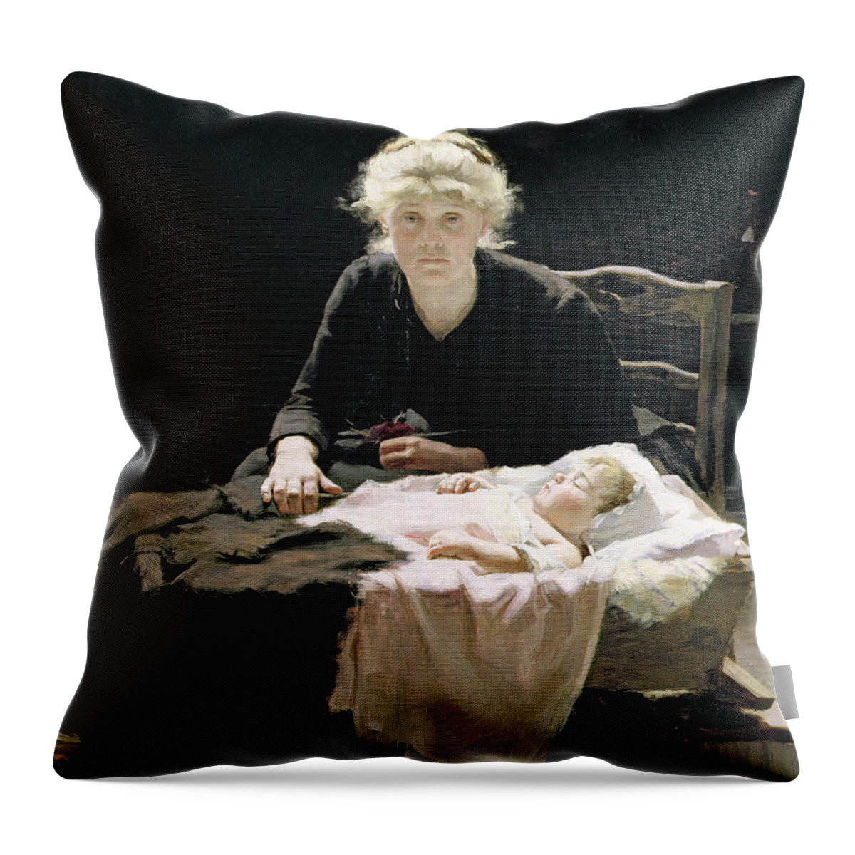 Motherhood Throw Pillow featuring the painting Fantine by Margaret Hall