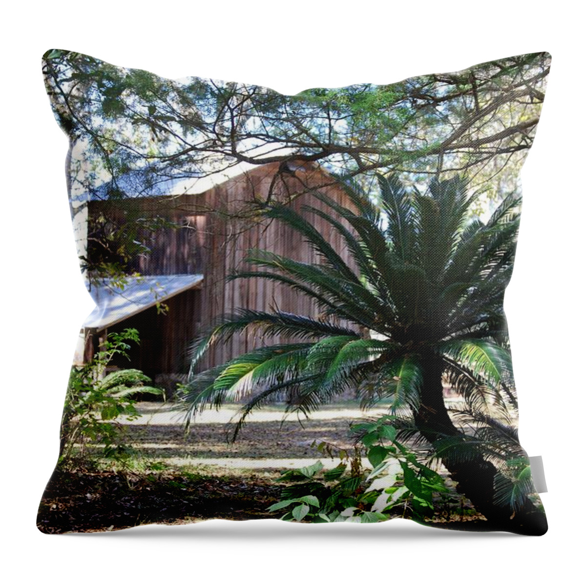 Tobacco Barn Throw Pillow featuring the photograph Farming Memories by Judy Hall-Folde