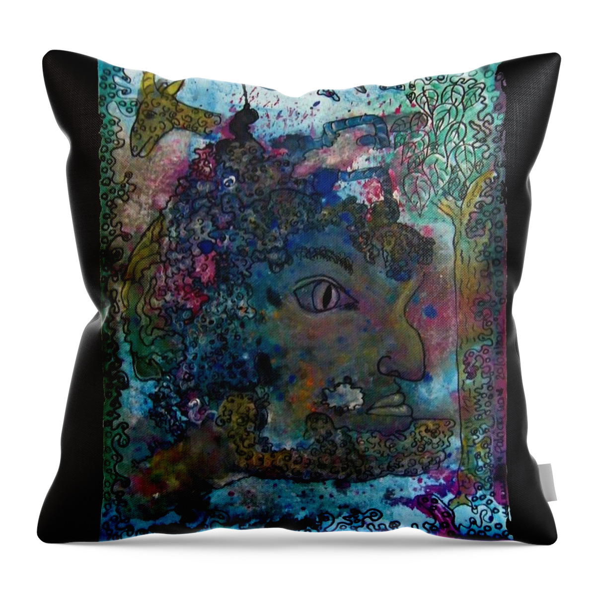 Faun Throw Pillow featuring the painting FAUN - Nature Spirit by Mimulux Patricia No