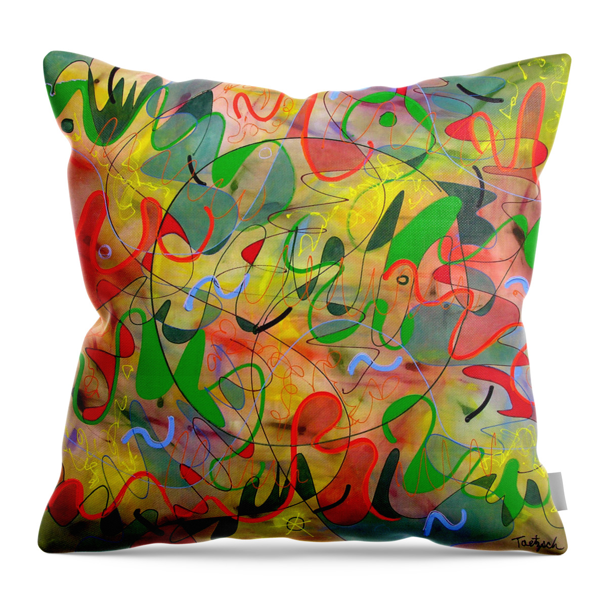 Abstract Throw Pillow featuring the painting Feathered Nest Three by Lynne Taetzsch