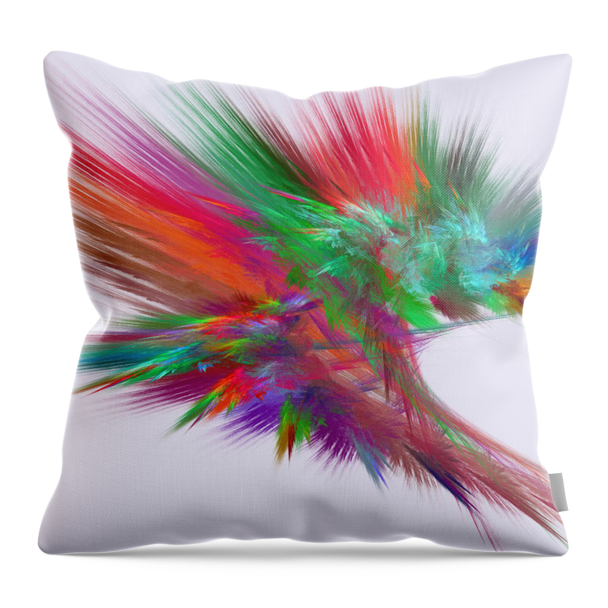 Abstract Throw Pillow featuring the digital art Feathery Bouquet on White - Abstract Art by Rod Johnson