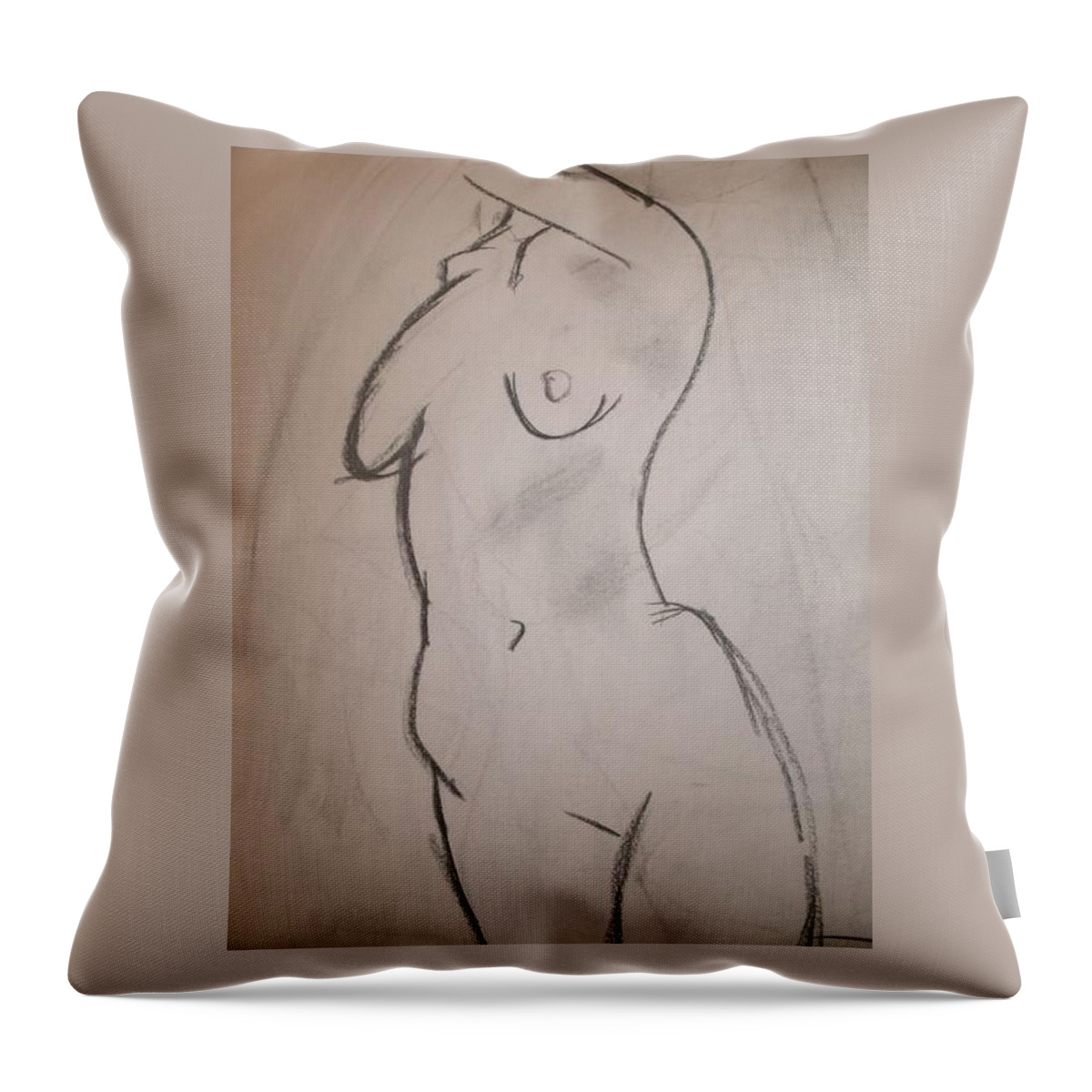 Female Throw Pillow featuring the drawing Figure by Samantha Lusby