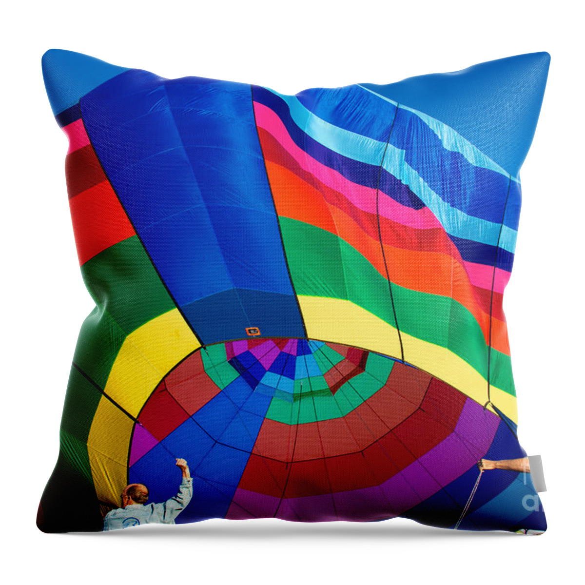 Hot Air Balloons Throw Pillow featuring the photograph Filler Up 1 by Mark Dodd
