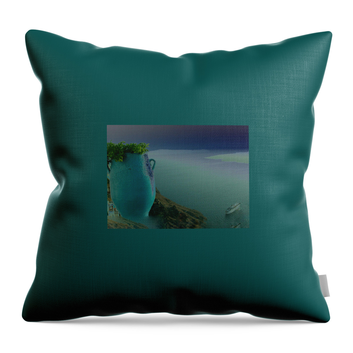 Colette Throw Pillow featuring the photograph Fira view Santorini Greece by Colette V Hera Guggenheim