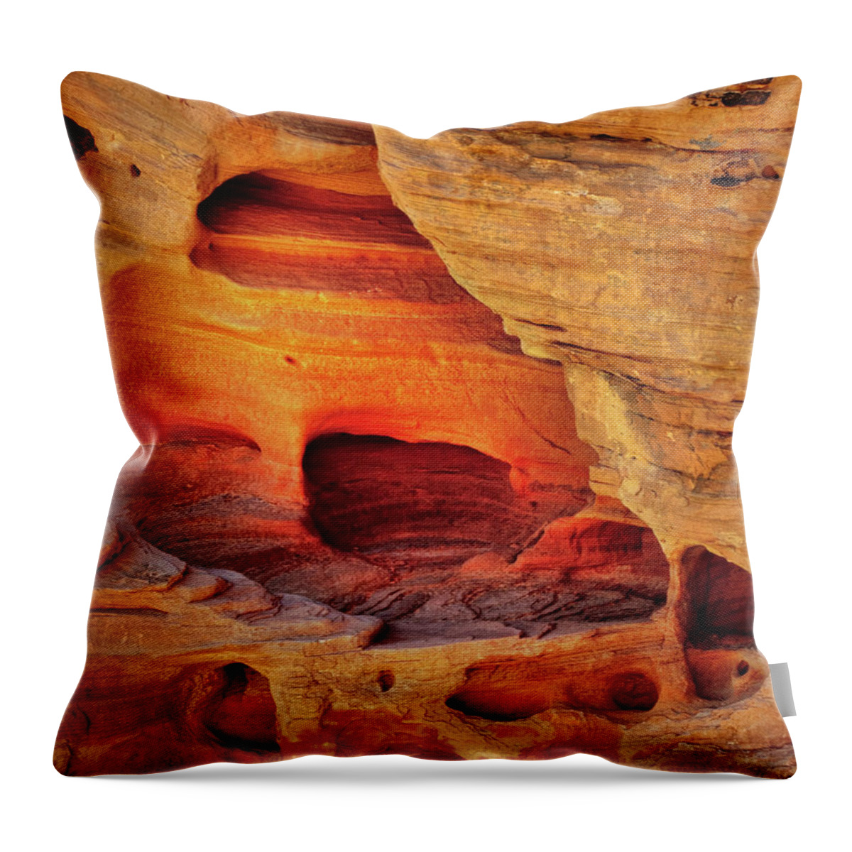 Colorful Throw Pillow featuring the photograph Fire Cave by Ray Kent